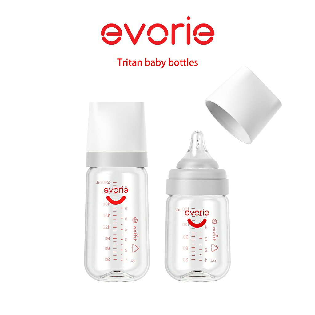 【evorie】Tritan寬口奶瓶 |北歐風嬰兒奶瓶|優於ppsu|貝親小獅王奶嘴可共用 160mL
