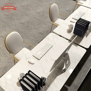 設計師辦公桌簡約辦公室長方形洽談會議桌家用輕奢大理石電腦桌