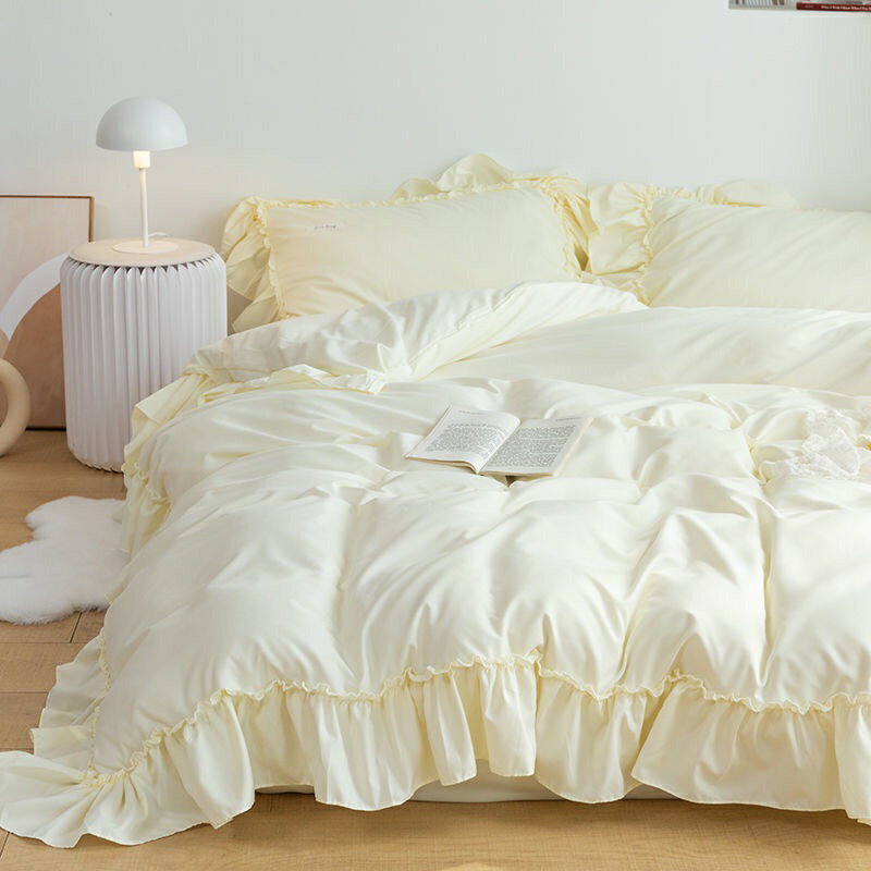 韓版水洗棉床包四件組 標準/加大雙人床包組 花邊被套 素色水洗棉被套 雙人被套 床單 床罩 床包 雙人床包 枕頭套 被單