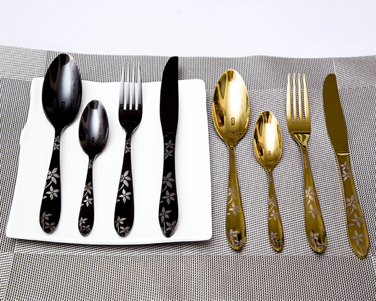 金色刀叉勺高檔鍍金黑金刀叉勺子不銹鋼西餐餐具套裝牛排刀叉勺