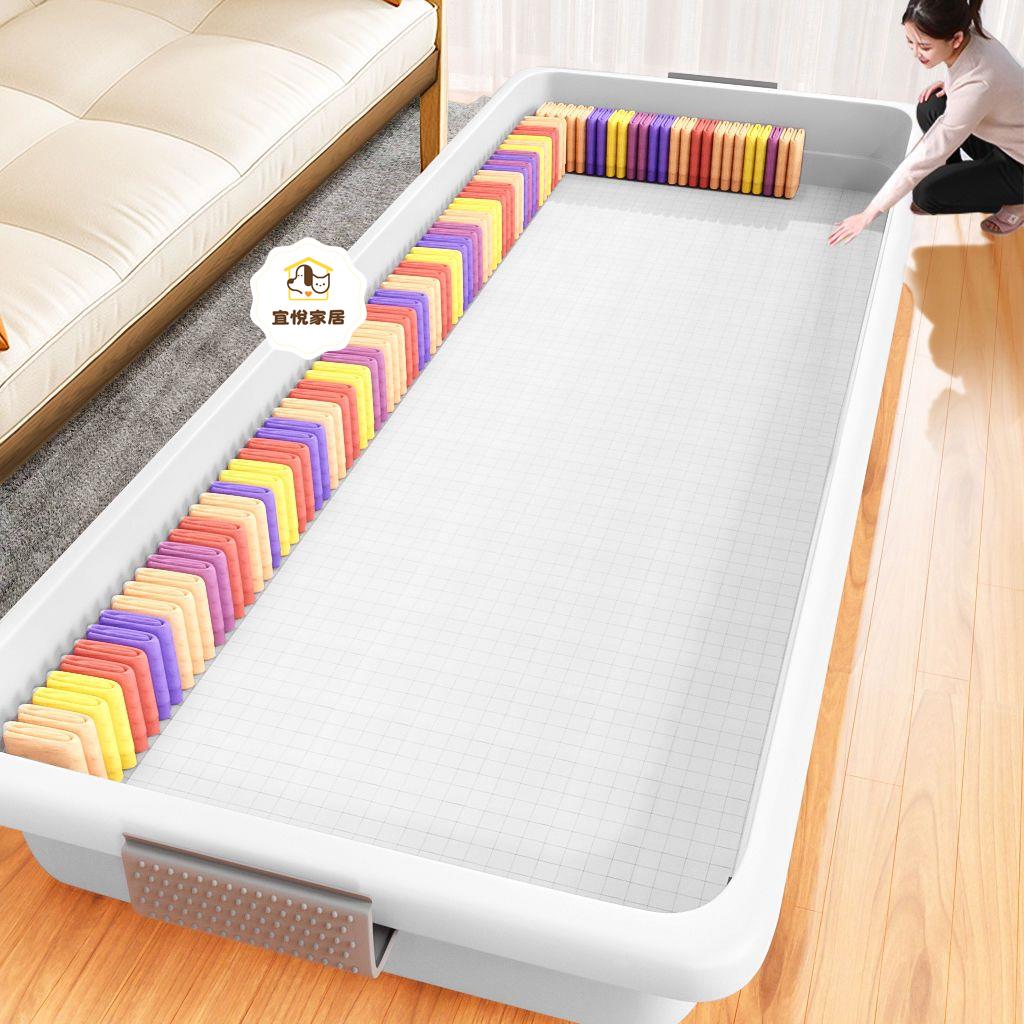 【加厚】床底收纳箱家用扁平带轮床下抽屉式衣服整理大收纳盒储物py6072