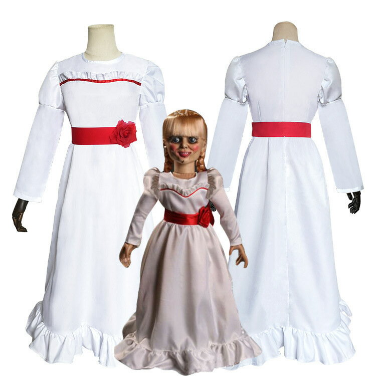 歐美影視 安娜貝爾cosplay萬聖節恐怖白色連衣裙Cos服裝
