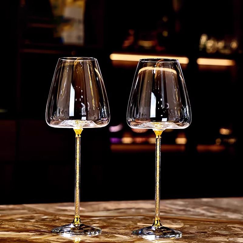 紅酒杯 免運 高檔奢華勃艮第紅酒杯套裝家用水晶玻璃葡萄酒杯對杯裝凹底高腳杯SS050公司貨