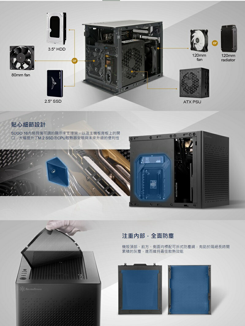 【現折300】SilverStone銀欣 SUGO 16 鋼材/ITX小機殼/黑SST-SG16B/白SST-SG16W/粉SST-SG16P ...