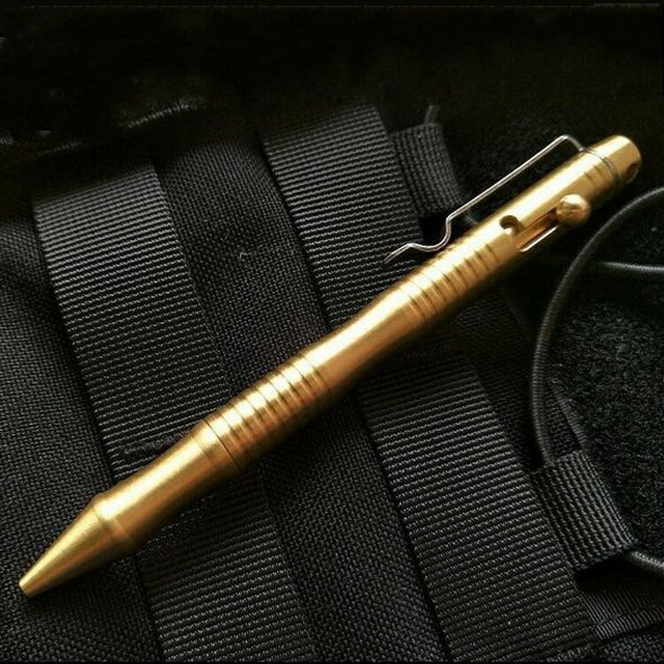 創意槍栓式黃銅戰術筆EDC戶外求生防衛筆鎢鋼頭精工版書寫簽字筆