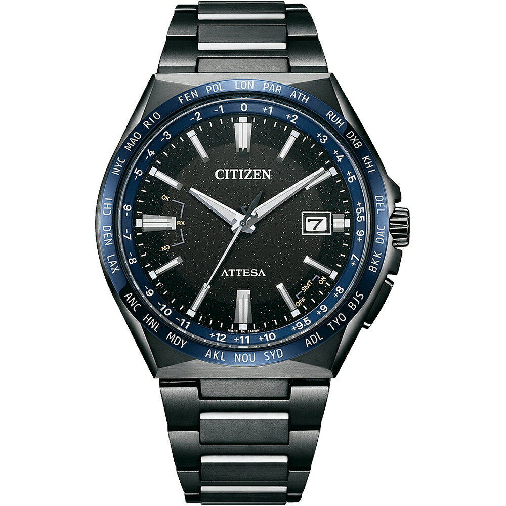 送禮首選★CITIZEN星辰 GENTS系列 湛藍星空光動能 鈦金屬電波腕錶 42.5mm/CB0217-71E 附提袋【全館滿額折價★APP下單點數4倍送】線上購買享 實體門市同步服務