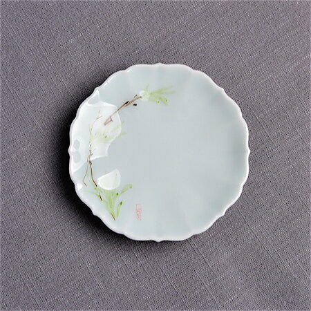 純手繪花鳥影青釉瓷茶托 景德鎮陶瓷器 茶杯托茶道手工茶具杯墊子 9