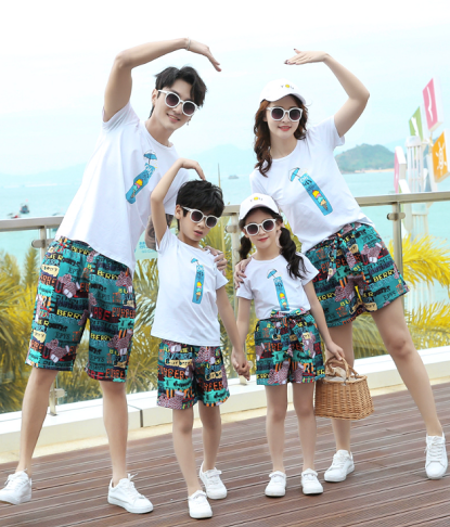 親子裝 大尺碼 親子套裝 純棉t恤+短褲 母女裝 全家福 櫻桃嚴選 T恤 一家三口 一 家四口 全家裝 情侶裝 0