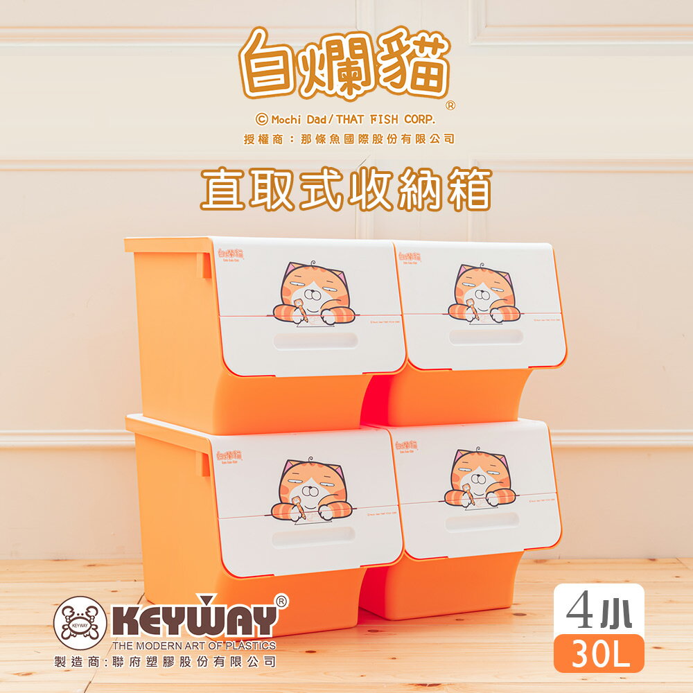 聯府/掀蓋式/收納箱 【30L/四入】新白爛貓直取式收納箱 正版授權 dayneeds