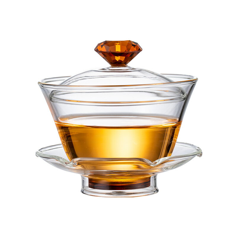 家用茶碗玻璃單個蓋碗精品功夫茶具配件三才茶碗不燙手單個泡茶碗 1