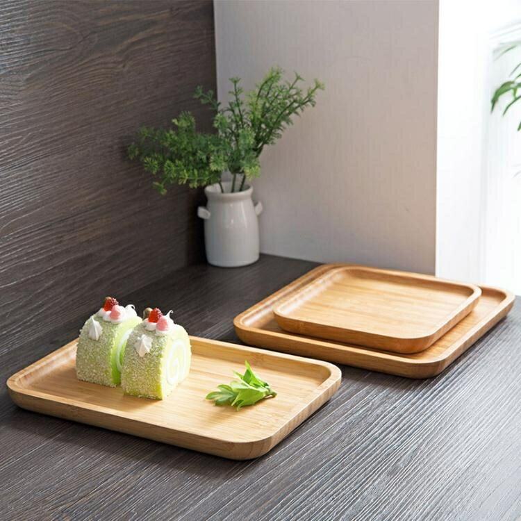 買一送一 日式木質盤子方形早餐托盤家用餐具創意實木茶盤餐盤水果盤 居家物語
