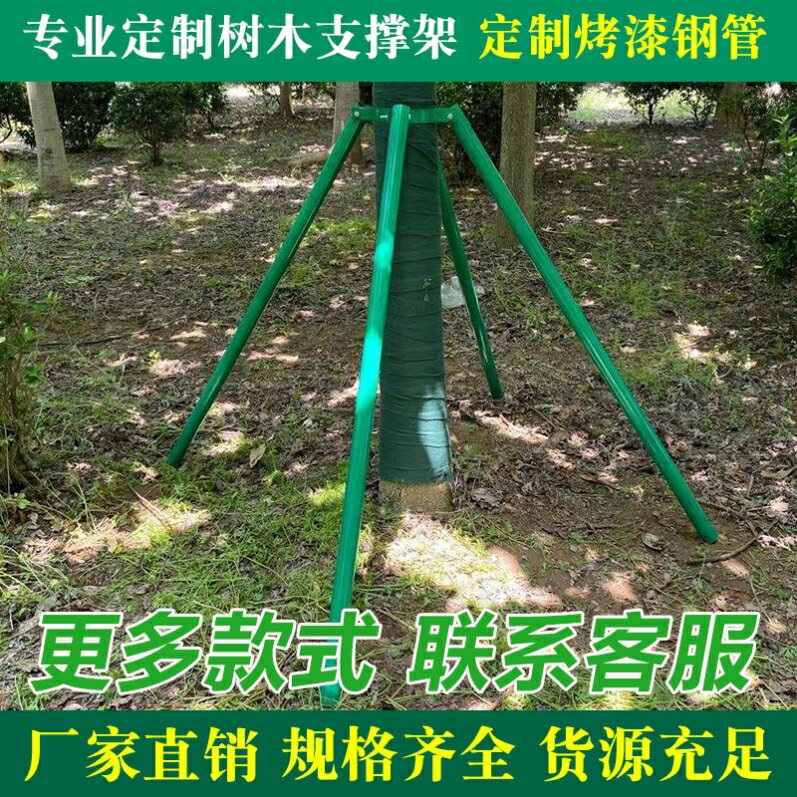 苗木喬木防風大樹支撐桿抱箍樹木支撐架綠色鍍鋅金屬固定器園林