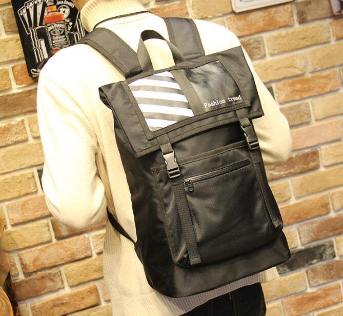 FINDSENSE Z1 韓國 時尚 潮 男 尼綸 條紋 校園 學生包 書包 後背包 雙肩包 電腦包