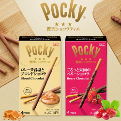 【GLICO固力果】Pocky贅澤巧克力餅乾棒-焦糖岩鹽/草莓蔓越莓 4袋入 72.4g-80.4g グリコ ポッキー贅沢ショコラティエ 日本進口零食 3.18-4/7店休 暫停出貨