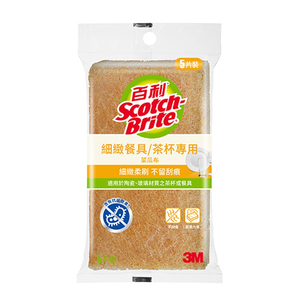 3M 百利茶杯/細緻餐具專用菜瓜布 41YS-5M, 5片裝.