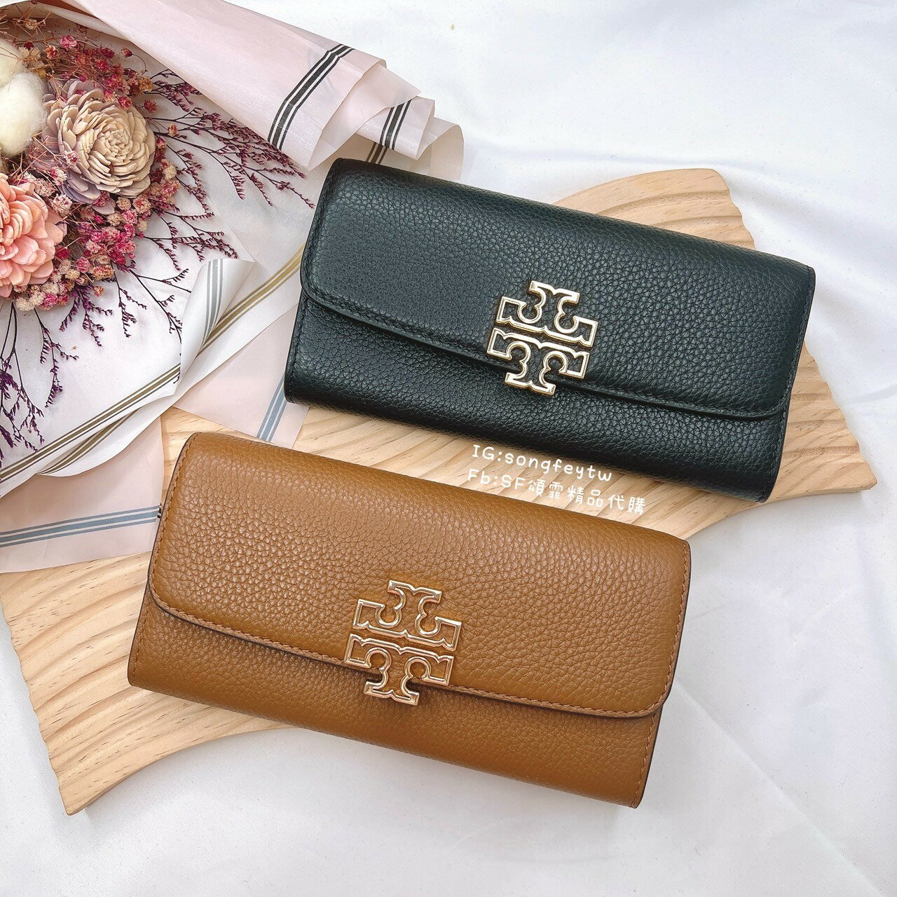 美國代購 臺灣現貨 Tory Burch 大金logo 信封長夾