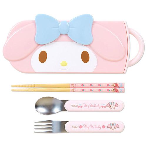 大賀屋 美樂蒂 餐具 筷子 湯匙 叉子 午餐 幼稚園 兒童 日本製 安全 耐熱 my melody 三麗鷗 J00030436