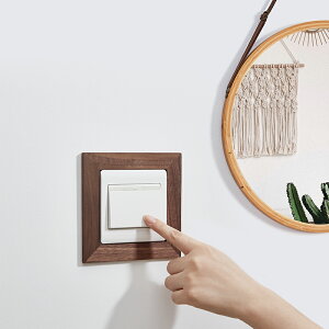 開關貼墻貼家用北歐風裝飾框保護套現代簡約3d立體插座創意實木