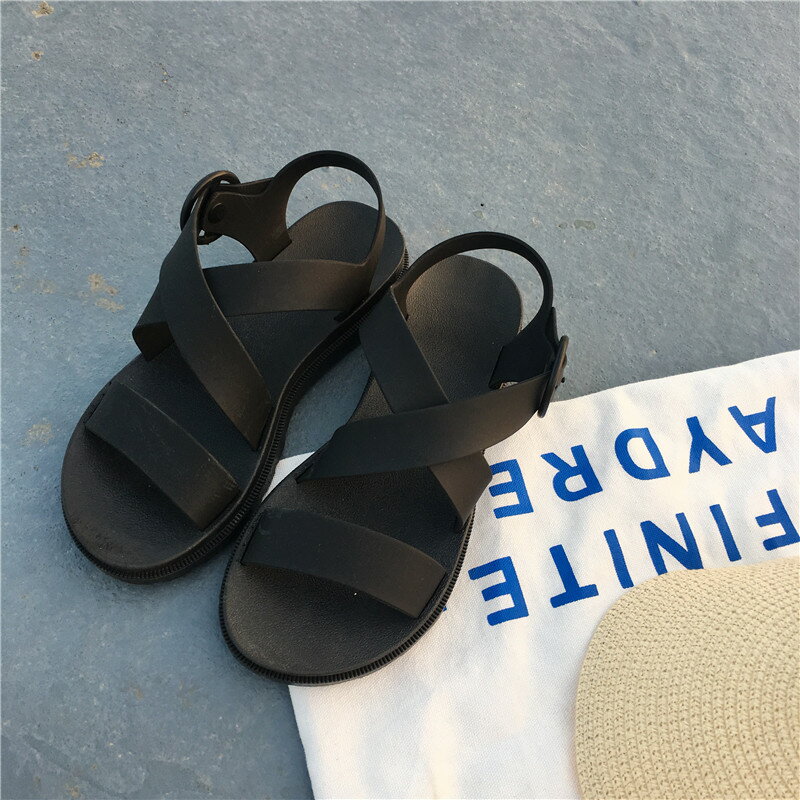 速干夏季時尚雨鞋女學生塑膠涼鞋防滑平底韓國水鞋工作鞋外穿低幫