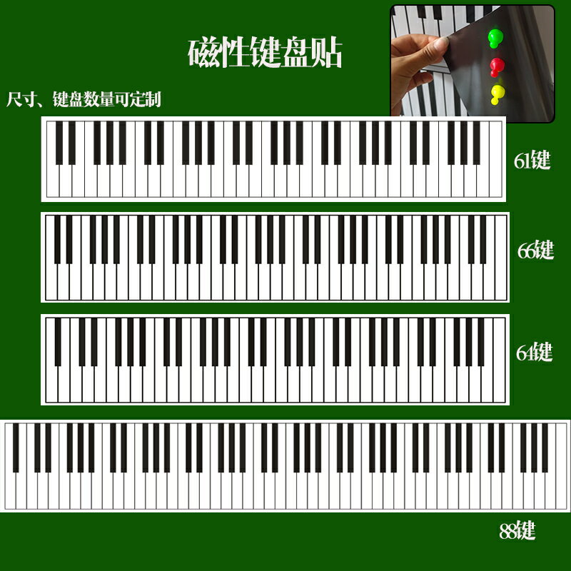鍵琴貼/鋼琴鍵/紙琴鍵 磁性88鍵便攜式鋼琴鍵盤黑板貼61鍵電子琴66鍵白板軟磁貼64鍵【CM16463】