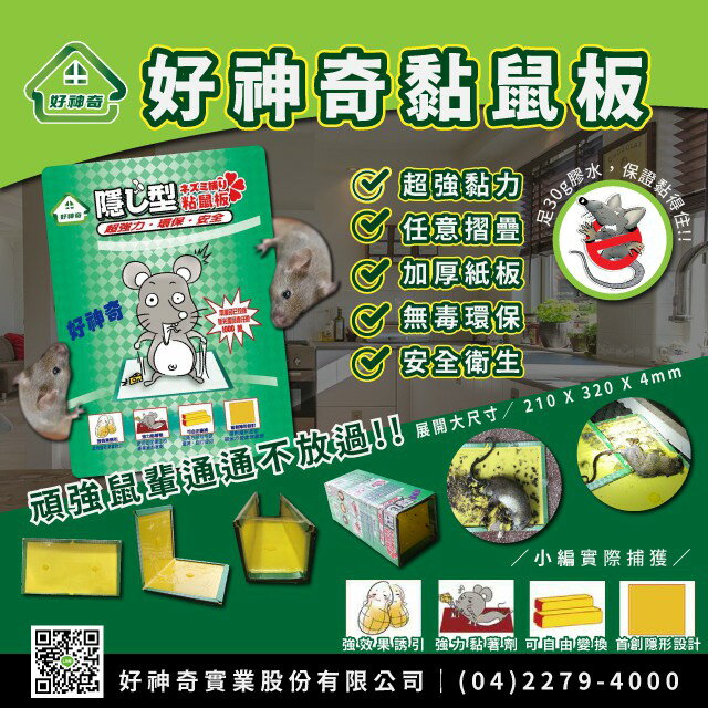 好神奇 黏鼠板 單片裝 超強黏性 加厚紙板 加大尺寸 足30G膠水  210*320*4mm)
