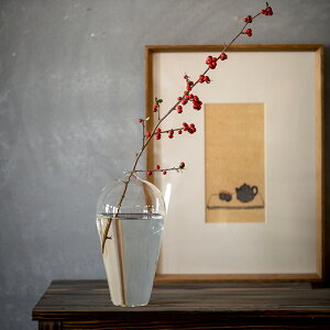 梅瓶玻璃花器透明插花花瓶禪意擺件 日式迷你小水培 水養花藝干花
