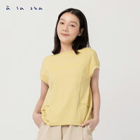 a la sha Logo印花前短後長連袖T a la sha Logo印花前短後長連袖T