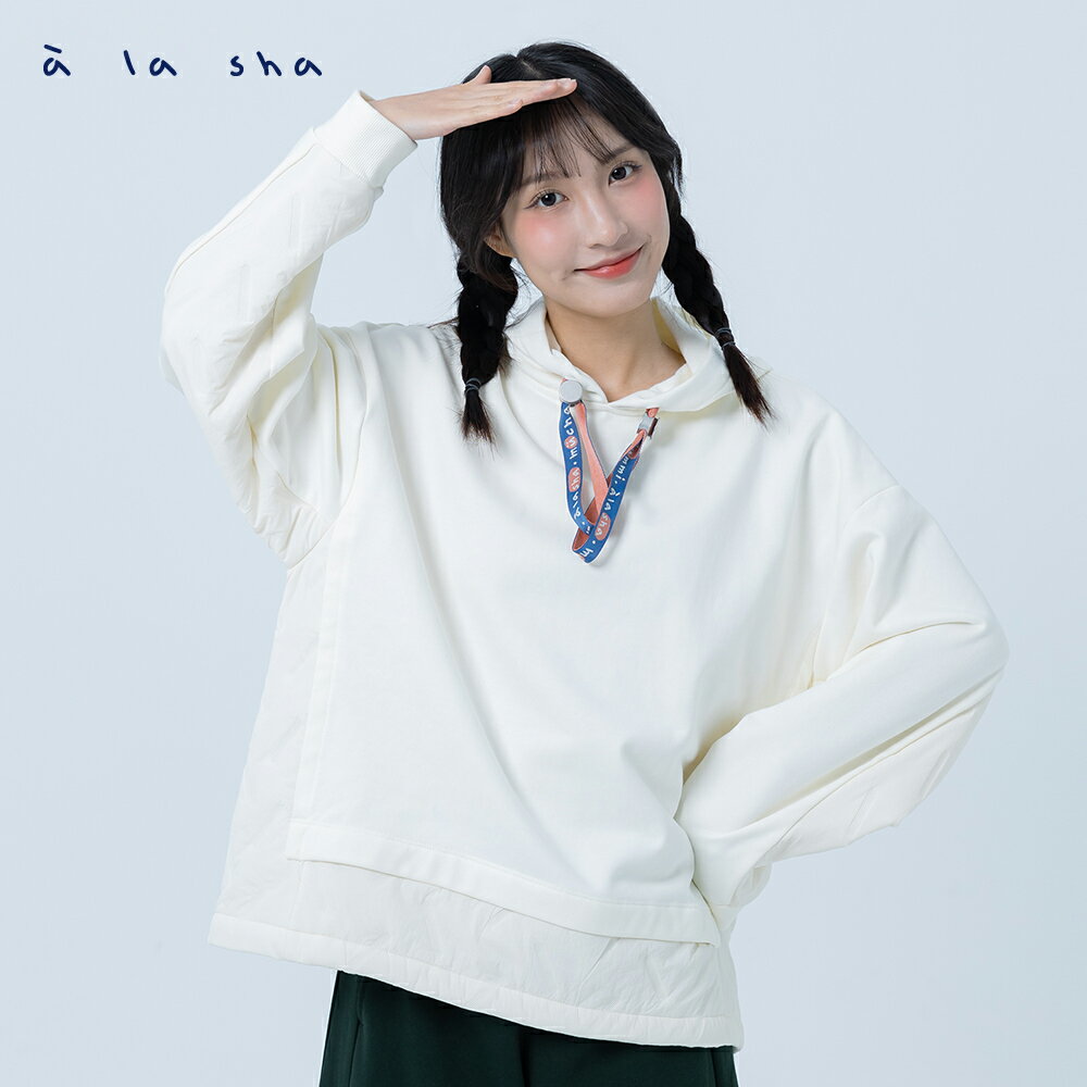 a la sha 連帽拼接尼龍上衣 1