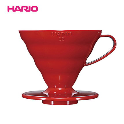 HARIO哈里歐V60樹脂咖啡手沖茶濾杯02大號 3色可選白紅透明 配勺