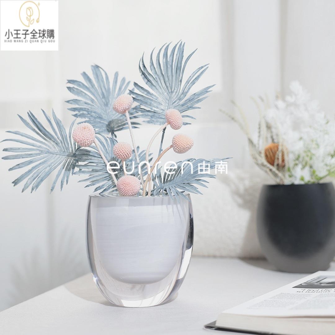 【公司現貨速發】免運 開發票 家飾 擺件 花器玻璃花瓶擺件客廳插花酒櫃玄關樣板間裝飾品現代簡約水培琉璃花器 日式家飾
