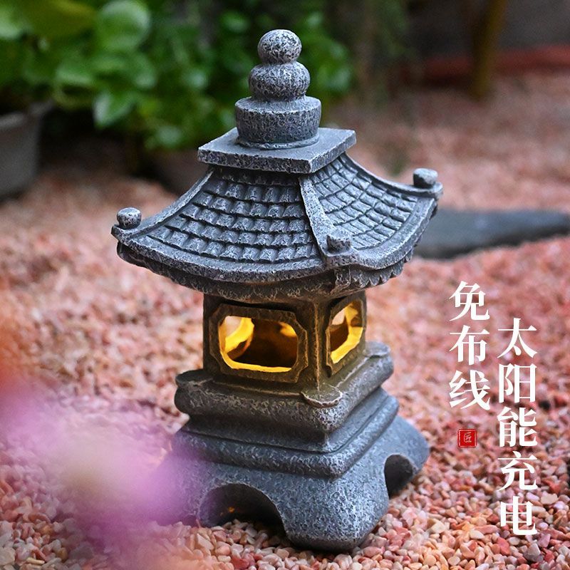 工廠直銷 免運 太陽能燈 戶外燈 庭院燈 造景燈 仿古太陽能燈中式石塔宮燈擺件仿石庭院石頭燈花園戶外民宿裝飾
