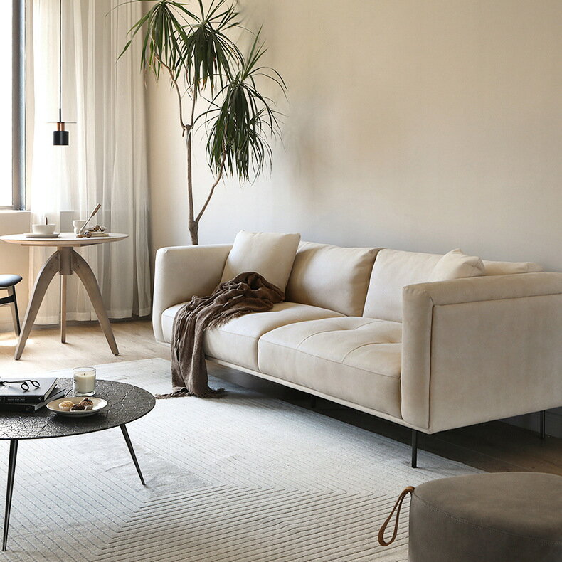 奶油風三人位科技布布藝沙發意式極簡客廳簡約現代小戶型轉角沙發