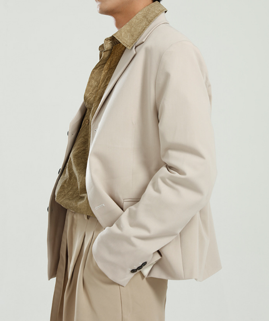 FINDSENSE X 男外套時尚簡約純色單排扣短款西裝外套男