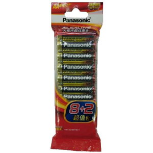 【跨店20%回饋 再折$50】 Panasonic 國際牌 鹼性電池3號8+2(紅袋裝)