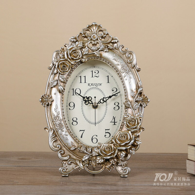凱琴樹脂歐式時鐘床頭座鐘創意坐鐘擺件現代時尚靜音臺面鐘