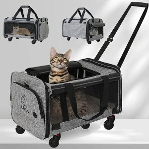 大容量遛狗包 放兩只貓戶外寵物包便攜寵物拖輪包便攜輪子貓包 全館免運