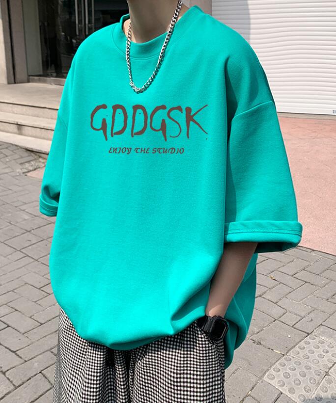 FINDSENSE X 韓潮 男士 街頭時尚 大尺碼 寬鬆 GDDGSK字母印花 短袖T恤