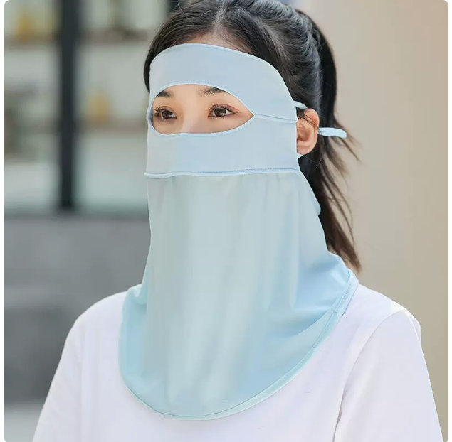 【滿299出貨】夏季全臉防曬面罩女遮臉口罩護頸一體防紫外線騎行遮陽冰絲防嗮