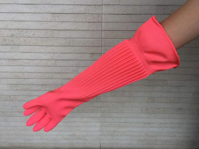康乃馨 家庭用天然乳膠手套 加長型 長46公分 18吋 乳膠防水手套 清潔手套 工作手套