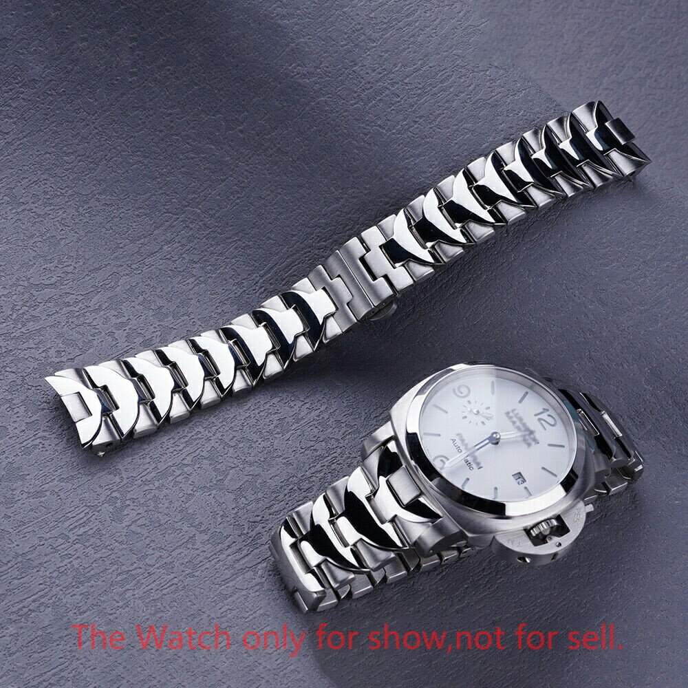 代用 PANERAI 24mm實心鋼帶錶帶手鍊 適用於沛納海 PAM Luminor 44mm