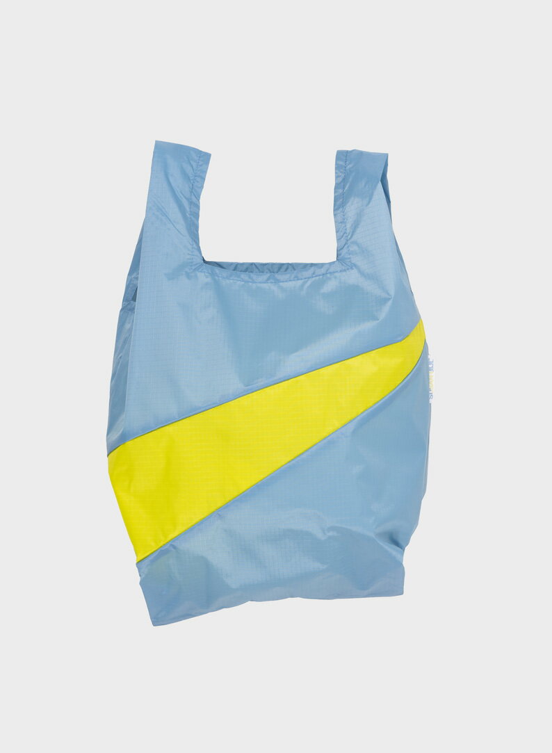 荷蘭 Susan Bijl 防潑水超輕量購物袋 #Ｍ (自由藍/活力黃)