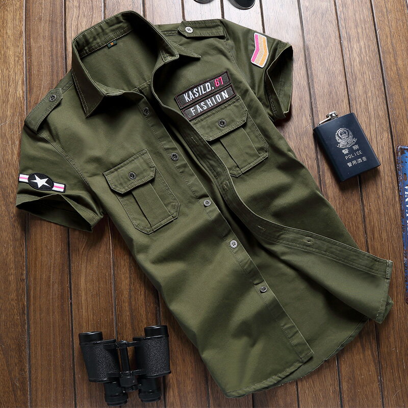 男士德國軍裝特戰服特種兵飛行員短袖襯衫男襯衣二戰美軍制服夏季