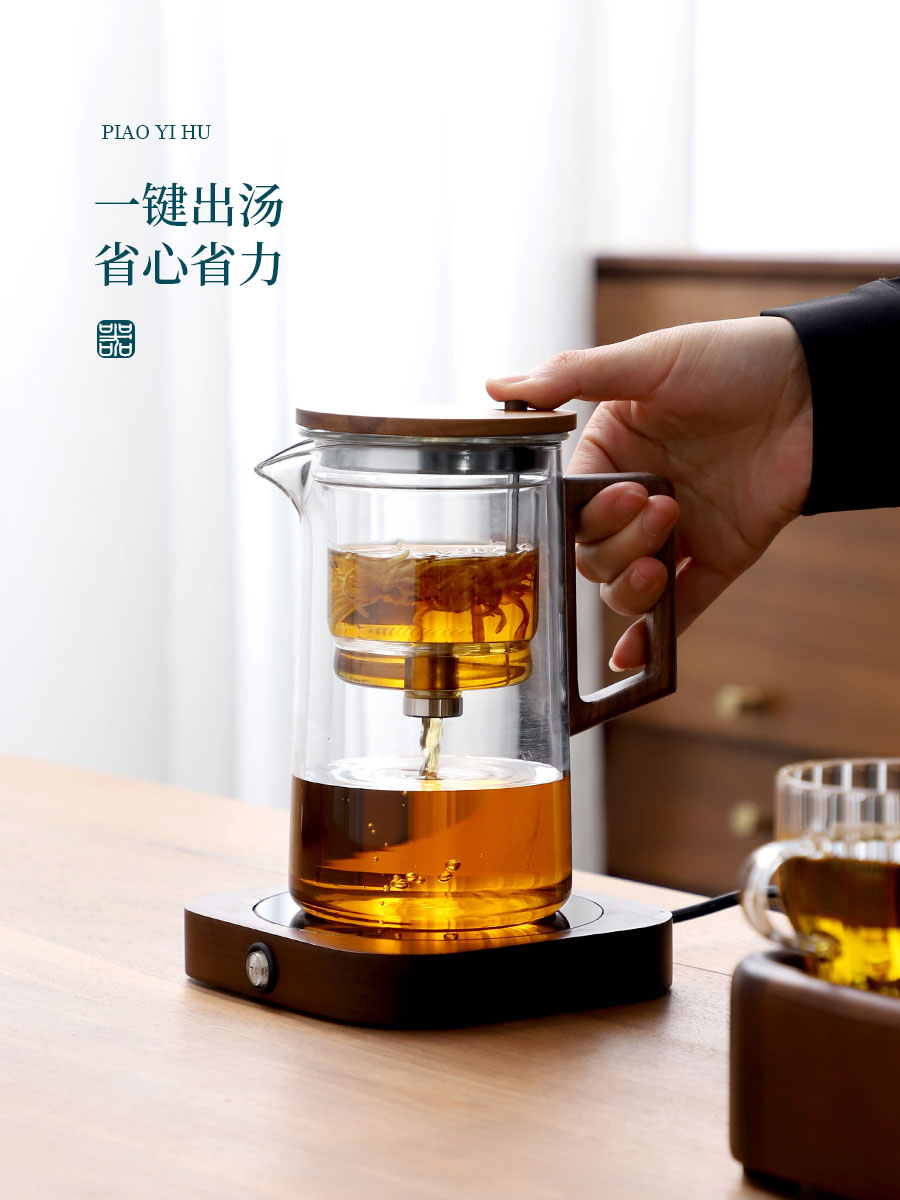 陶福氣耐熱玻璃飄逸杯泡茶壺家用茶具辦公室恒溫泡茶神器茶杯套裝