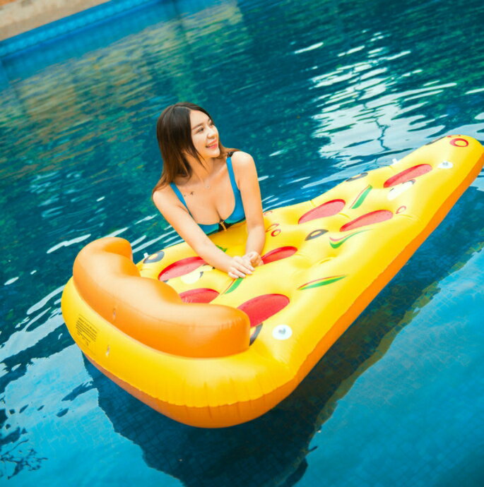 浮板 水上遊戲 浮床 PVC水上充氣披薩浮板 充氣浮床浮墊游泳玩具浮床