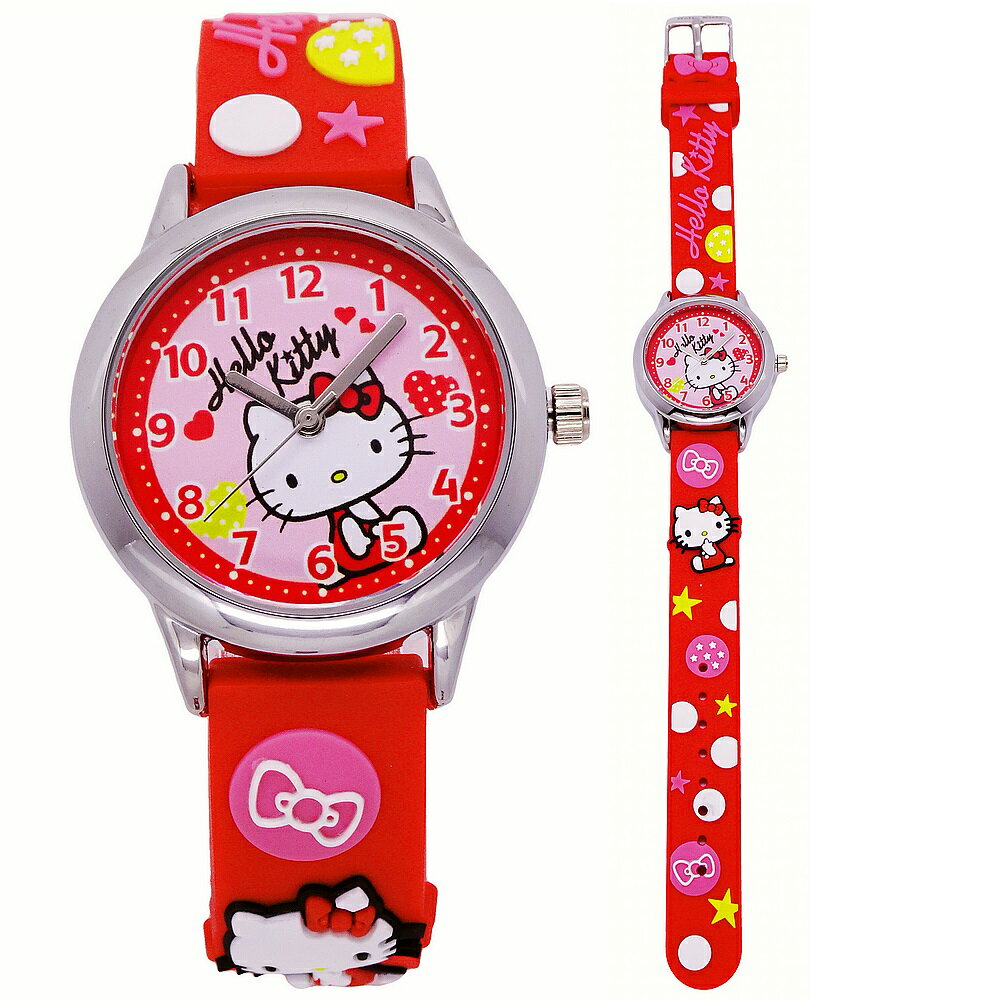 HELLO KITTY 羞澀心情時尚造型腕錶-紅色-KT013LWRR-A