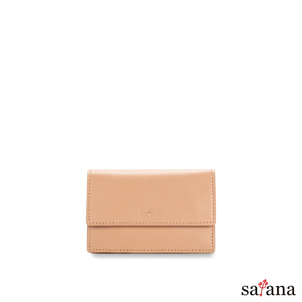 【satana】Leather 簡約名片卡夾 裸茶色 SLG0670 | 名片夾 卡夾