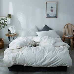 純色水洗棉床包床單四件組素色純棉套件薄被套枕套單人雙人床全棉寢具