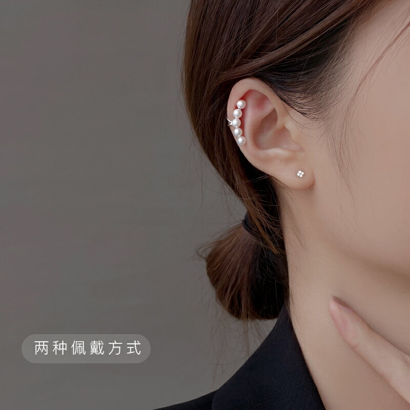 純銀珍珠耳夾女2021年新款潮2022高階感耳環無耳洞耳骨夾耳釘耳飾