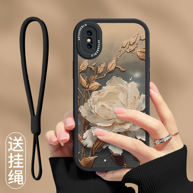 望舒金蓮適用蘋果x手機殼新款iphone8plus國風輕奢平果xr鏡頭全包6sp簡約高階xsmax外殼女7p軟矽膠防摔保護套