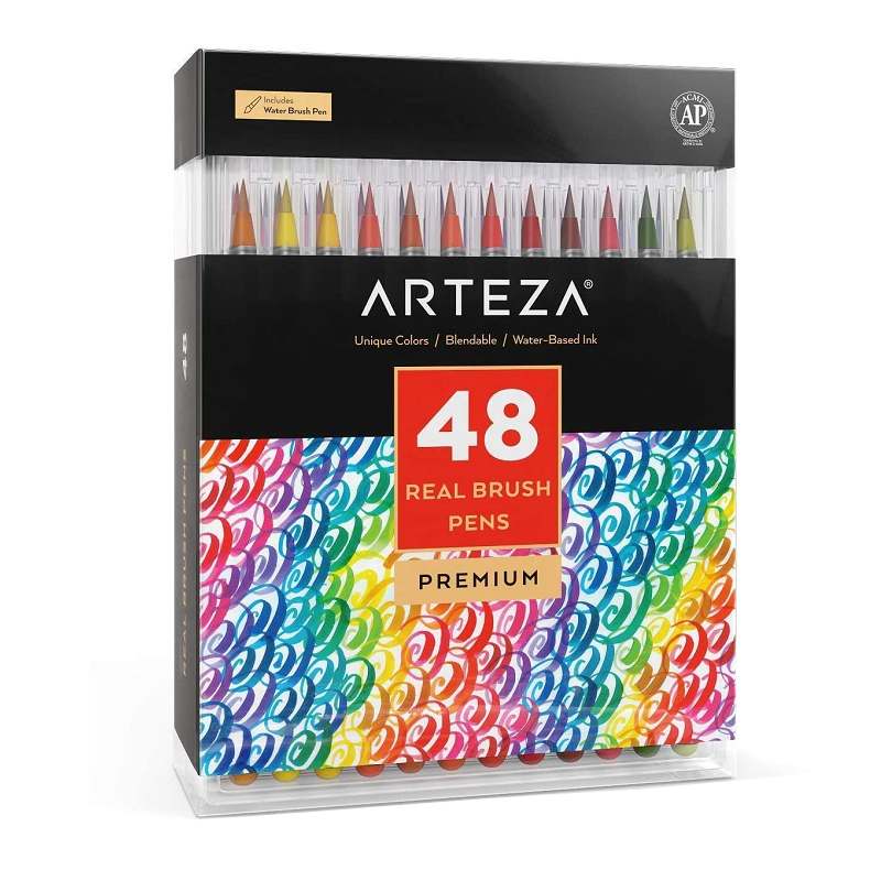 Arteza 軟頭水彩筆 ARTZ-8090 48色 彩繪 塗鴉 漸層著色 無毒 B01N9IY5QF [9美國直購]